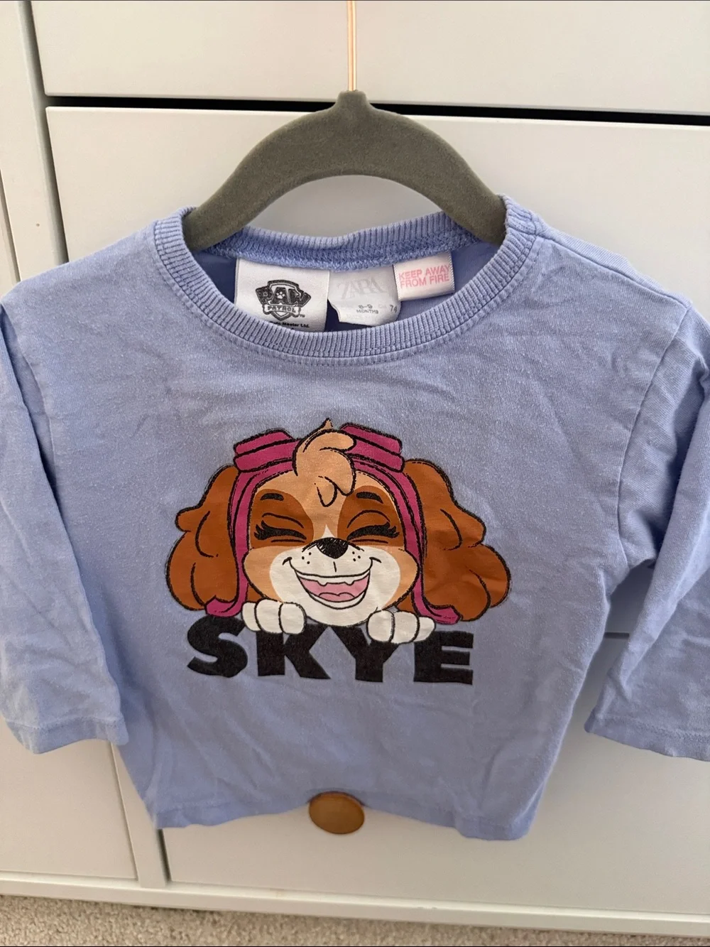 Zara Light Purple Long-Sleeve Top with PAW Patrol Skye Graphic